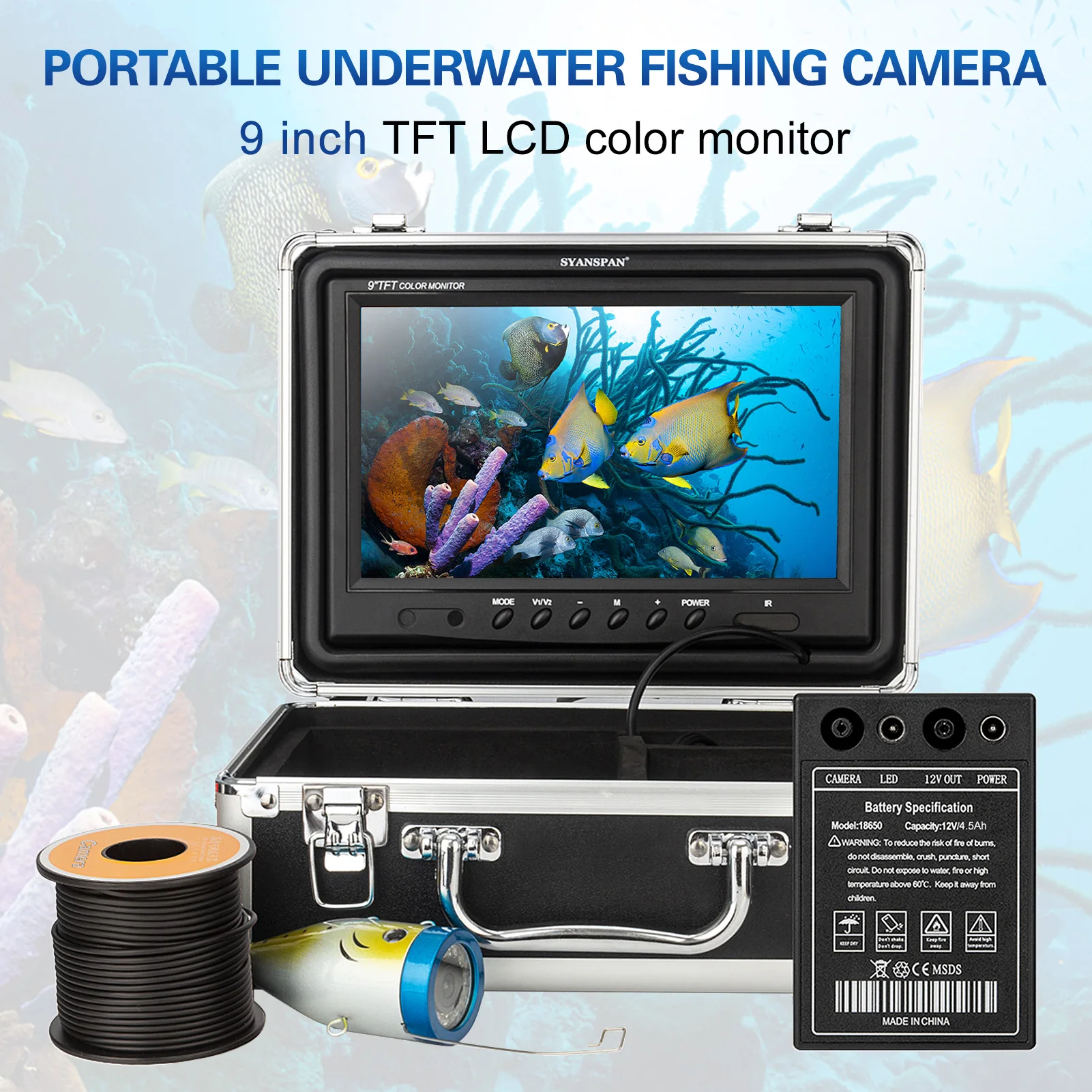 

Профессиональная подводная рыболовная камера 1200TVL, рыболокатор, 12 инфракрасных светодиодных ламп, 15 м/30 м/50 м для подледной и морской рыбалк...