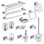 Набор аксессуаров для ванной комнаты, хромированный крючок для халата, вешалка для полотенец, полка с кольцом, держатель для салфеток, держатель для зубных щеток, аксессуары для мыла