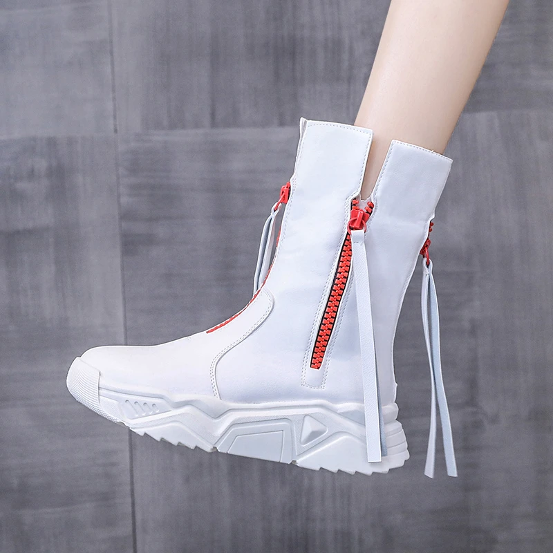 

Новинка 2021, женские массивные ботинки, Осенняя обувь, роскошные брендовые кроссовки, женские ботинки до середины икры на платформе, модные ж...