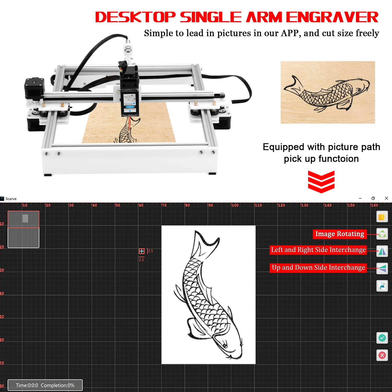 30 Вт Гравировальный Станок с автономным управлением Настольный DIY гравер Logomark