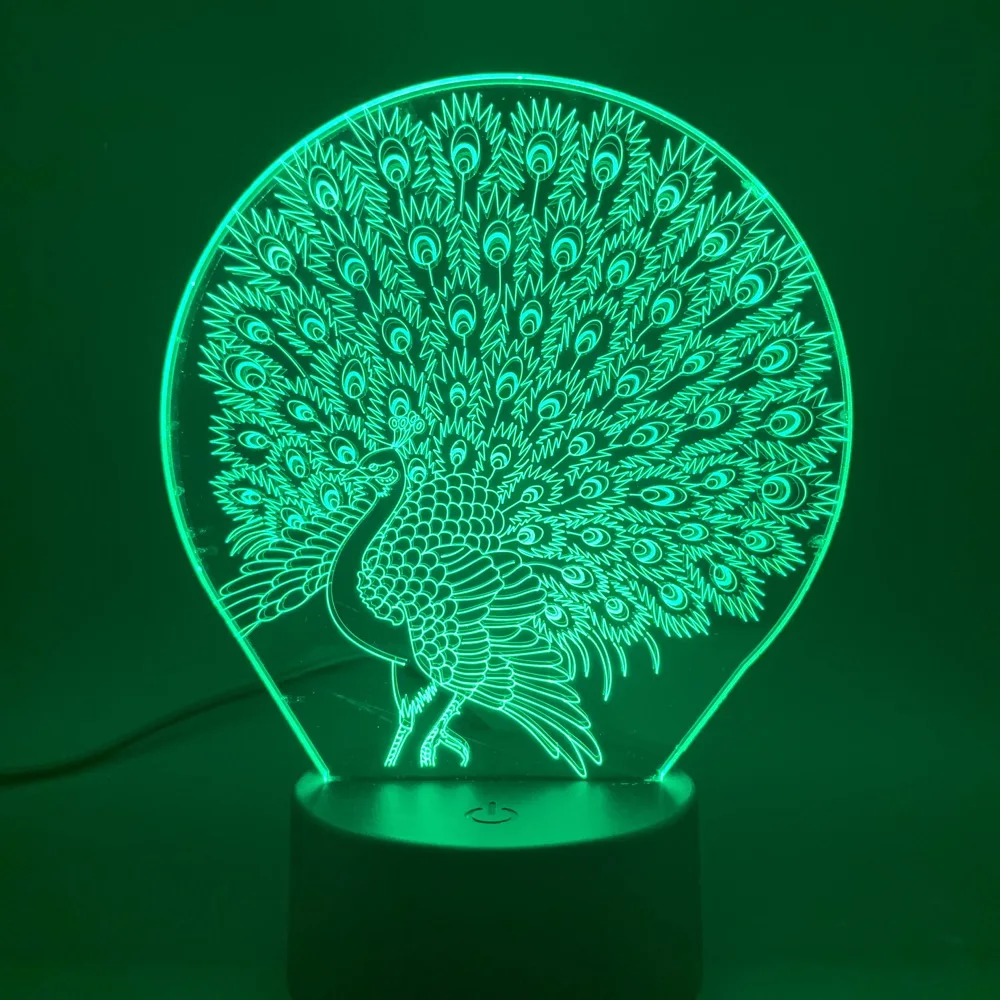 3d Визуальный лампа светильник эффект павлина для маленьких детская комната