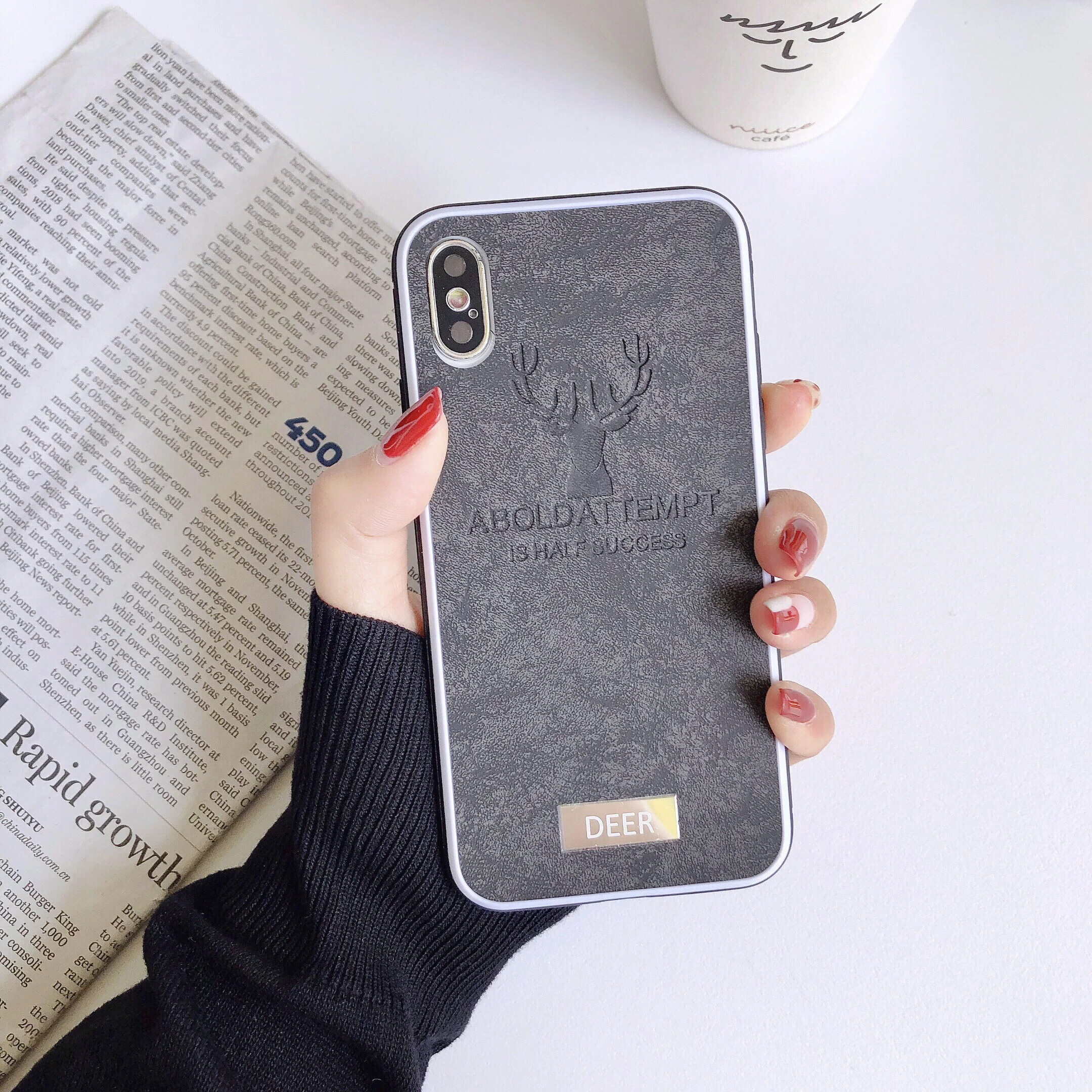 Для iPhone 7 8 X XR XS чехол Роскошный для телефона с головой оленя i Phone MAX противоударный
