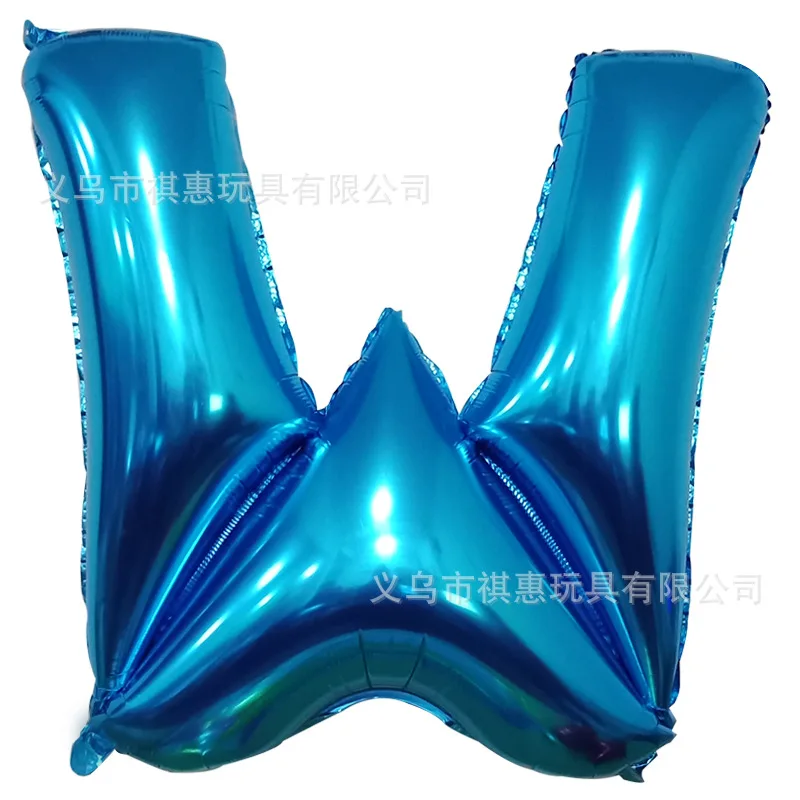 40 inch Blue aluminum film letter balloon Aluminum foil birthday Party wedding supplies Decorative photography props balloon - Цвет: W