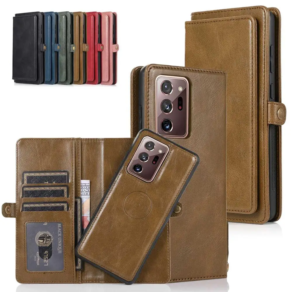

Flip Leather Case for Samsung Galaxy Note 20 Ultra Detachable Magnetic Wallet Phone Cover for Samsung Note 20 S21 S20 A52 A72 S9