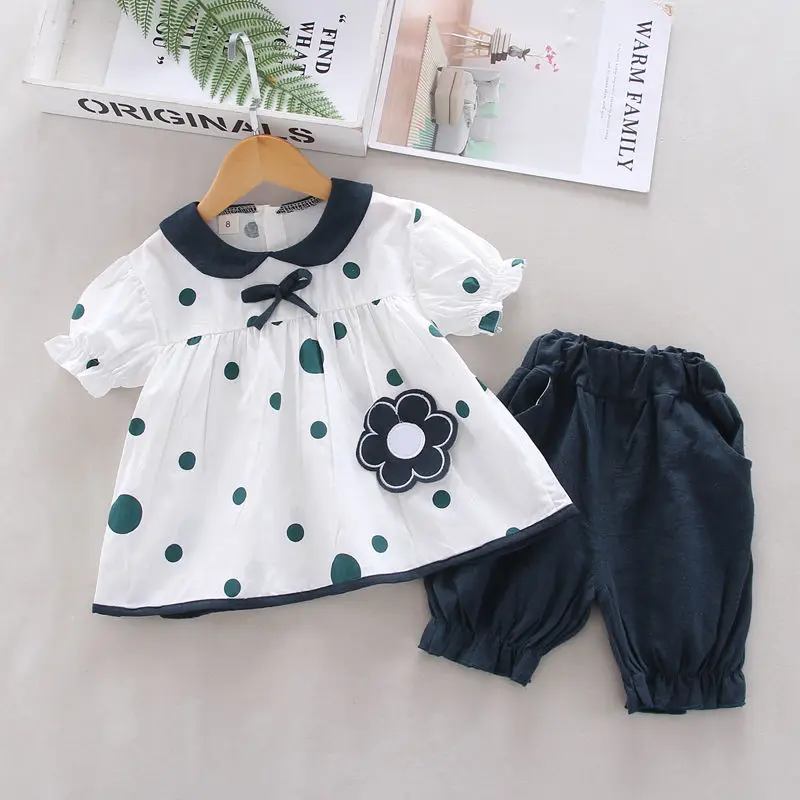 

Summer New Flower Girl Pant Sets Loose Cute T-Shirts All Match Children Clothing Top Quality