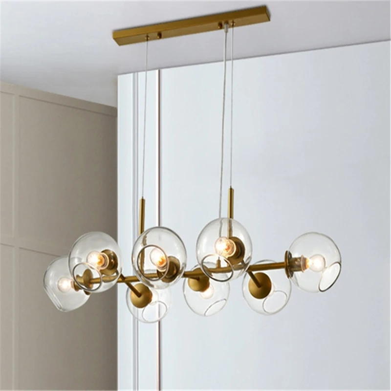 

Nordic Simple Style Glass Ball Chandelier Restaurant Hall Light Kitchen Bar Table Lamp Hanging Lamp Free Shipping
