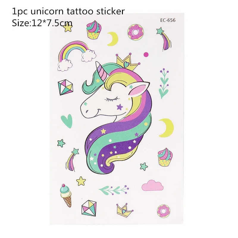 Tattoo K Вечерние ободки с единорогом для девочек, ободок для волос с русалочкой, лента с единорогом, бант для волос, аксессуары для дня рождения, Детские вечерние украшения - Цвет: Tattoo K