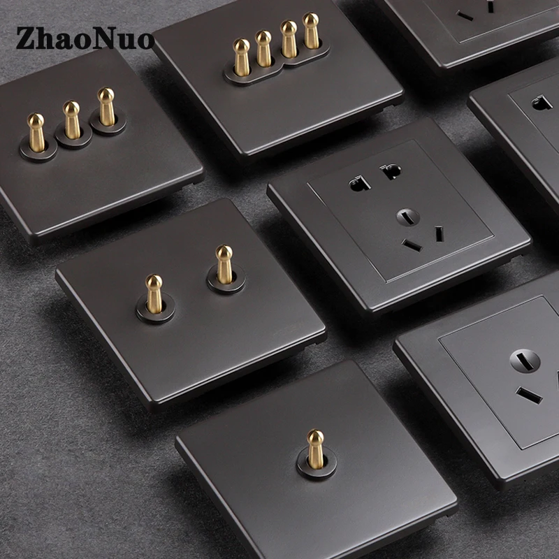 Настенный переключатель ретро-переключатель 1-4 Gang латунный с матовой панелью |