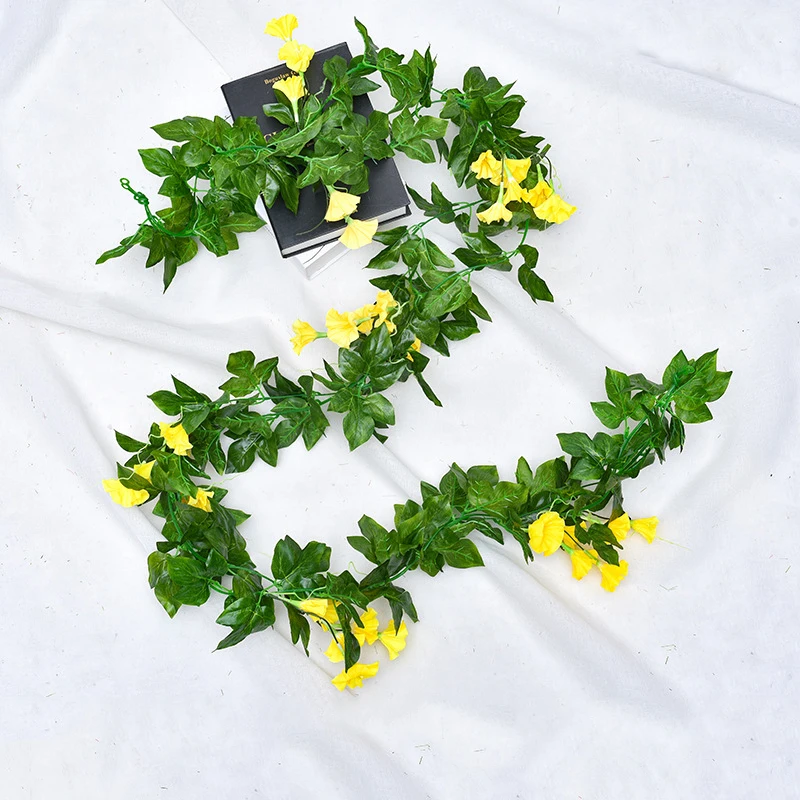 Искусственные листья Утренней славы подвесные лозы Декор яркие из ротанга для