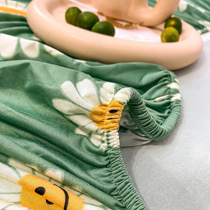 

Cotton Elastic Bed Sheet Geometric Printed Fitted Sheet Elastic Bed Linen Mattress Cover Queen King Size bedding set Bedspread