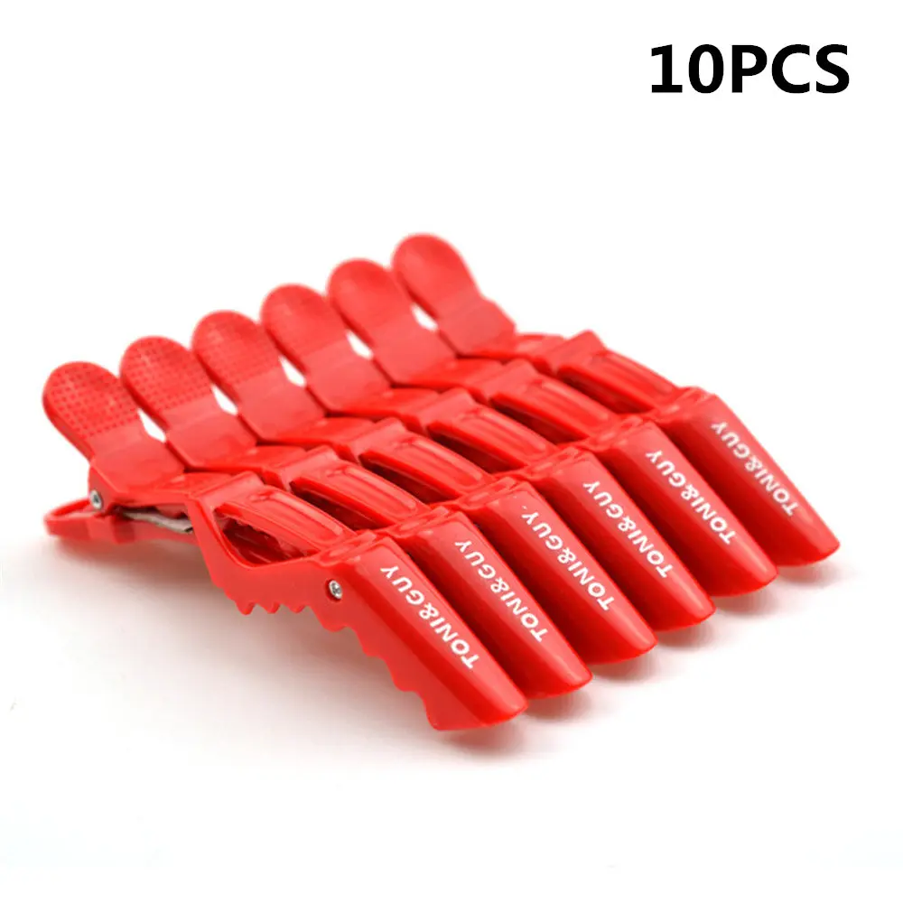10pcs Red 6 шт./упак. заколки-Аллигаторы для волос Черный Фиолетовый Красный заколки для волос клюв секционный зажим Парикмахерс - Цвет: 10pcs Red