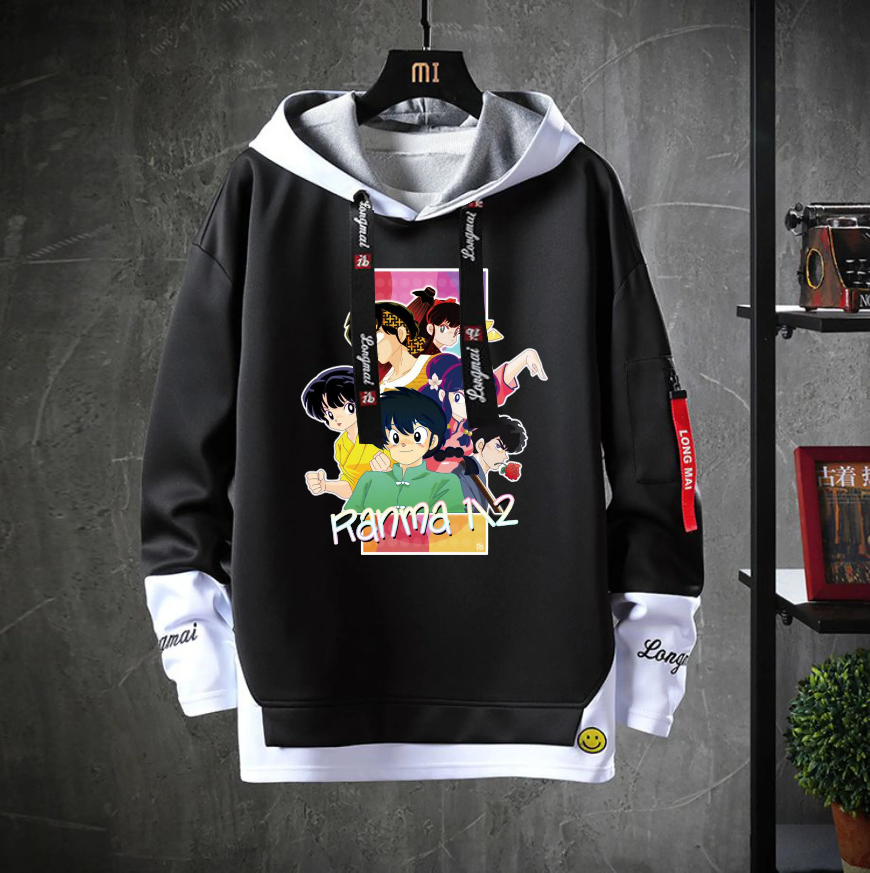 

anime Ranma Hooded Unisex Casual Fake Two-Piece Hoodies Sweatshirt jacket Teenagers cosplay cartoon Costume coat