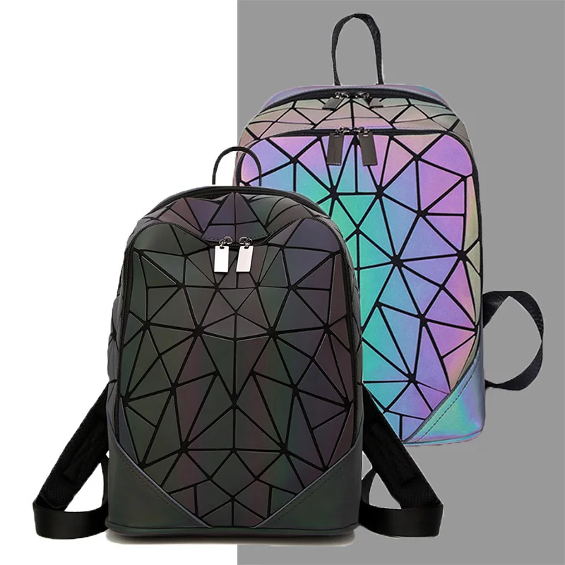 Модный рюкзак для женщин Mochila геометрические светящиеся рюкзаки сумка девочек