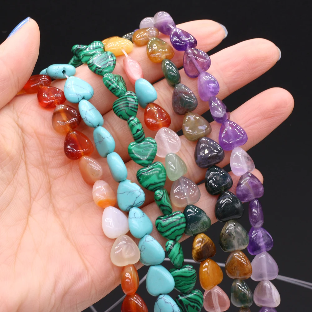 

Natural Stone Heart-shaped Gemstone Beads 10x10x5mm DIY for Jewelry Making End Beads Necklaces Accessories Gift for Women