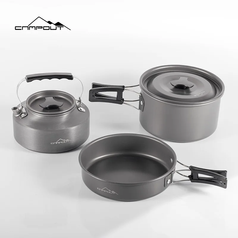 

Outdoor Camping Cookware 1-3 People Cookware Teapot Frying Pan Pan Portable Stove Combo