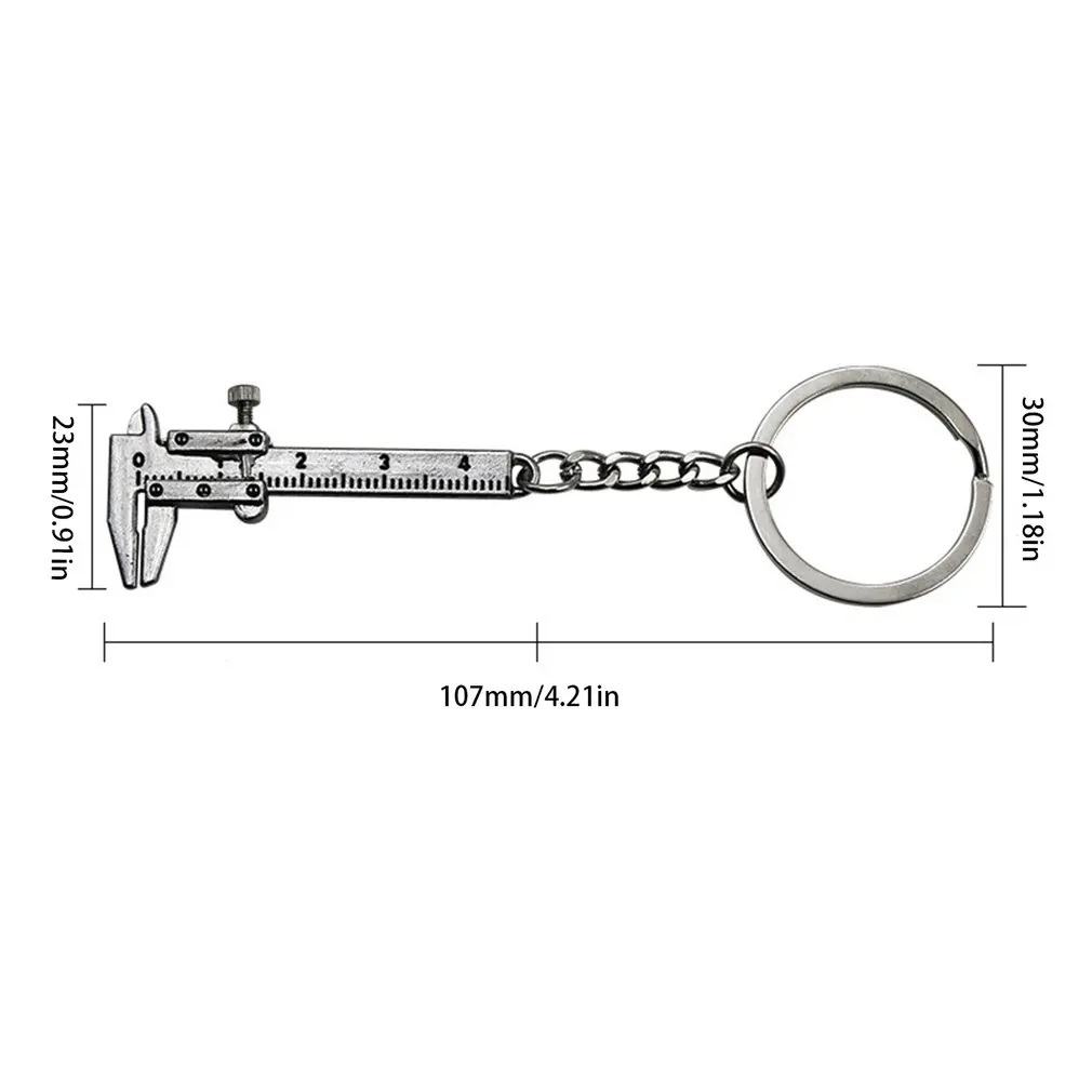 

Mini Portable Zinc Alloy Metal Simulation Model Slide Ruler Vernier Caliper Key Chain Universal Car Key Ring