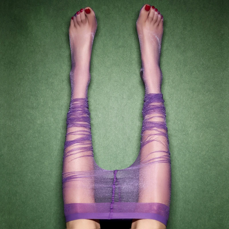 2021 Роскошный блеск прозрачные чулки одна линия с открытой промежностью колготки