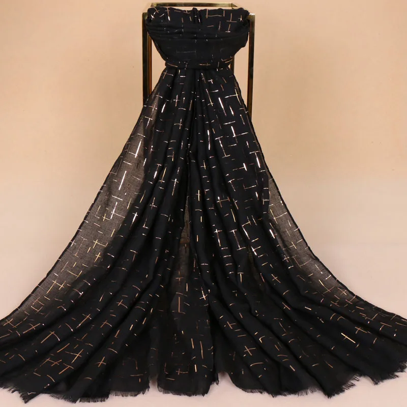 Популярный женский хлопковый Бронзовый шарф с бахромой новый геометрический