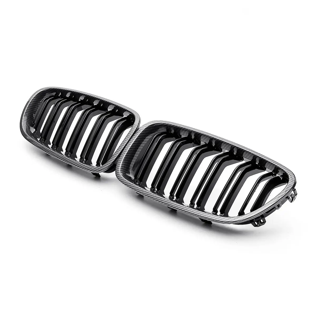 2 шт. углеродный глянец Черный Двойной планка M5 стиль Передняя решетка для почек