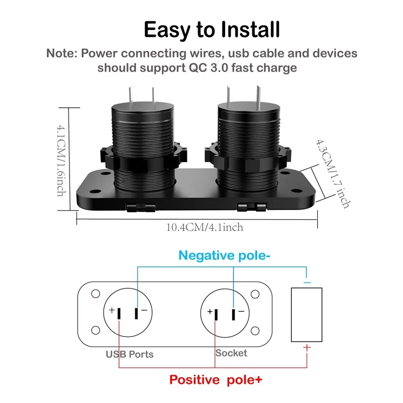 Qc 3 0 Usb Мощность со штыревой частью соединения 12V / 24V быстрая зарядка автомобиль