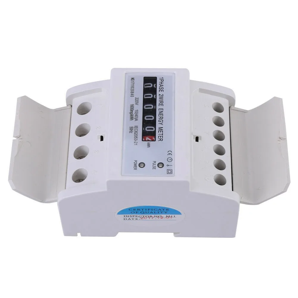 

220V 1-Phase 2-Wire DIN Rail Electronic Energy KWh Meter 50Hz 10(40)A Electrical Testing Relay Tool