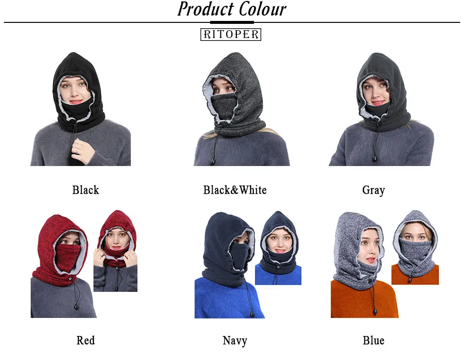 RITOPER женские ветроустойчивый сноуборд Skullies Face Beanies мужские утолщенные Балаклавы флисовые зимние шапки головной убор теплая шапка для сноубординга