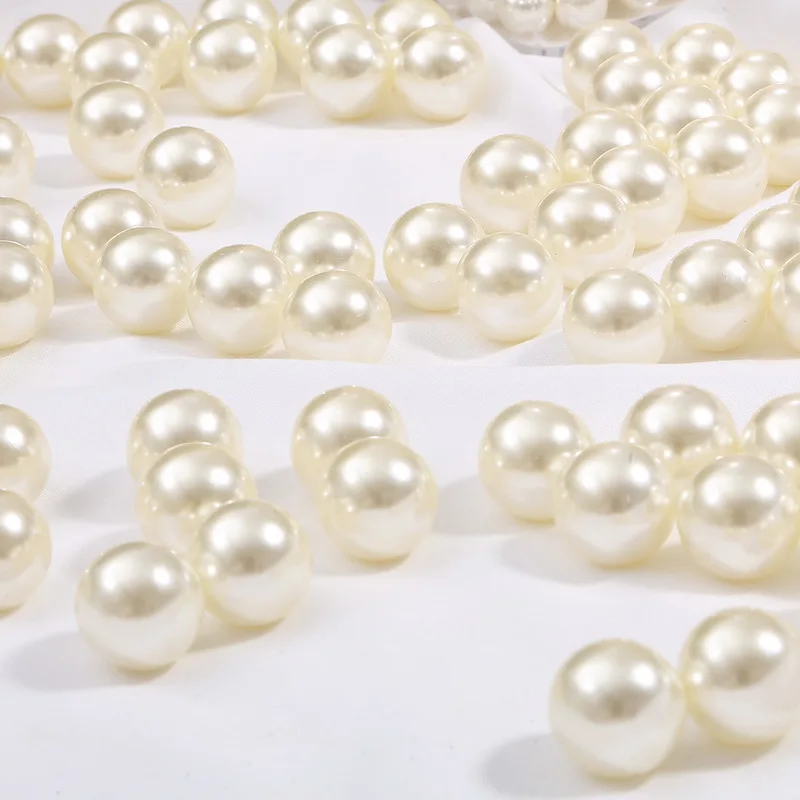 Бусины акриловые круглые без отверстий бежевый пластиковый бисер с имитацией