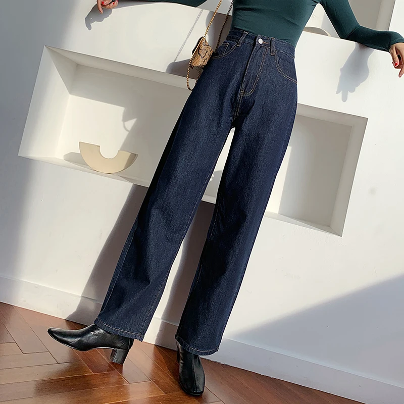 Женские джинсы в стиле High Street широкие брюки свободные джинсовые 2019|Широкие