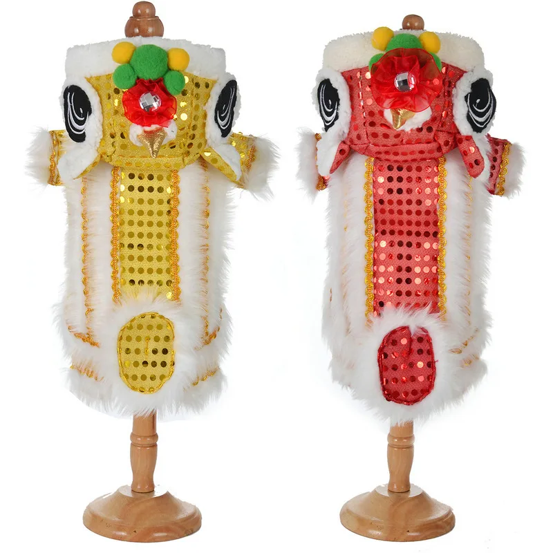 Китайская Новогодняя одежда для собак зимняя куртка костюм Тан с кошкой пуделей