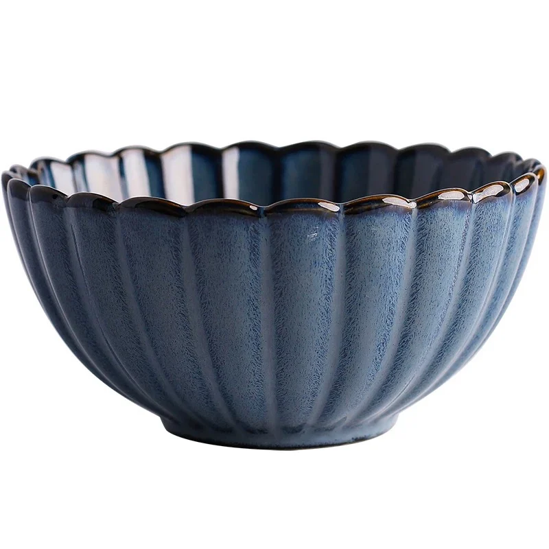 Klin глазурь Синяя тарелка керамическая рисовая Салатница винтажная креативная