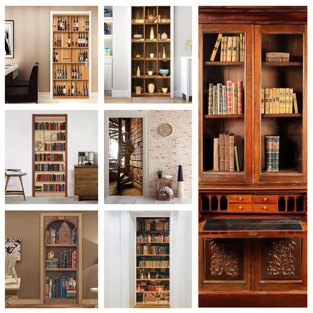 

Самоклеящиеся обои для обновления своими руками, ПВХ наклейка на дверь, водонепроницаемое украшение для входа и дома, книжная полка, наклей...