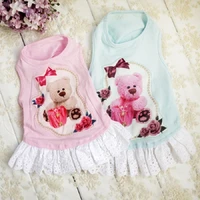 free shipping summer dog dress pet clothes 100 cotton teddy bear sleeveless breathable comfortable holiday traveling poodle