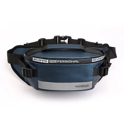 Dark blue Новая мода наружная поясная сумка для бега спортивные закрытые карманы Светоотражающая полоса нагрудная сумка Противоугонная Кроссбоди посылка - Цвет: Dark blue