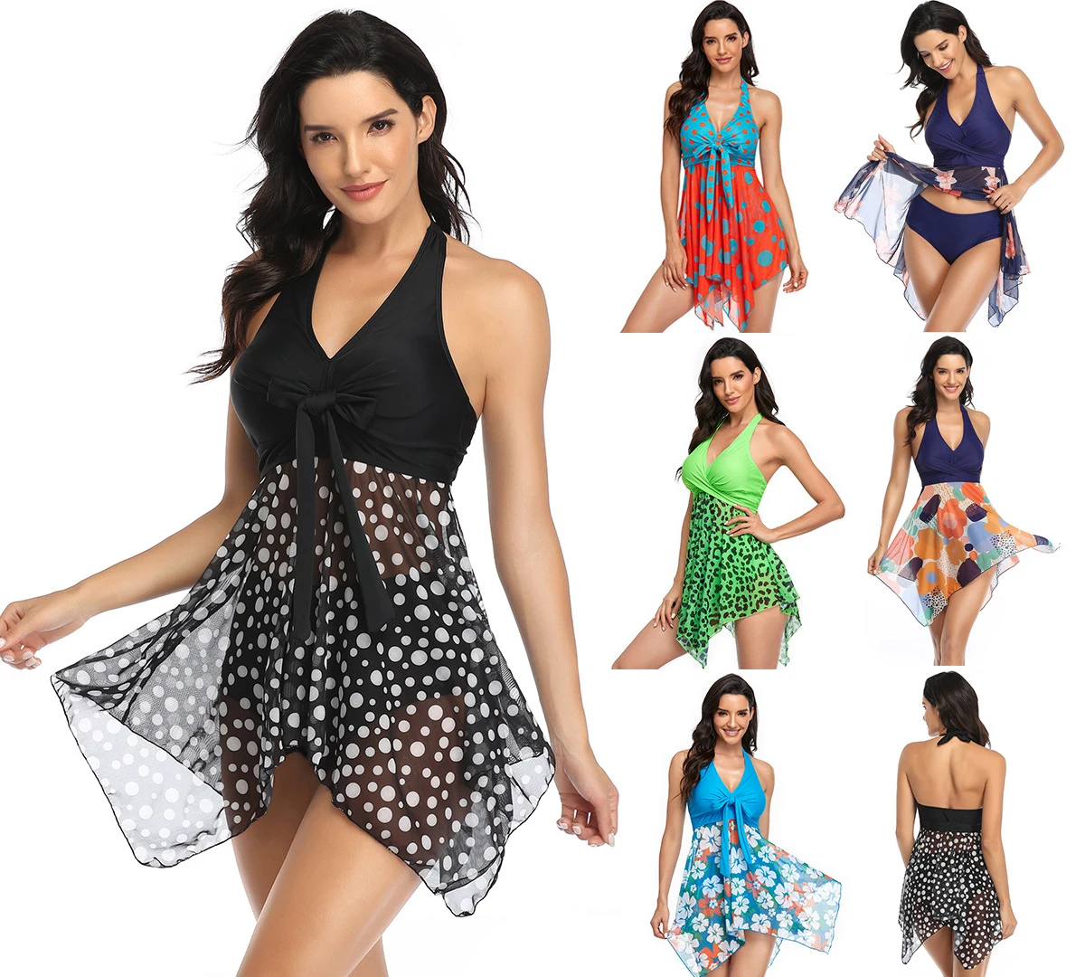 

2021 women's mesh skirt split Bikini Swimsuit