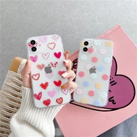 fashion transparent case for iphone 12 11 pro max xs xr x 7 8 plus se 2020 cute cartoon love heart phone case soft back cover