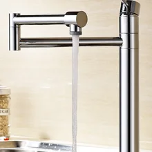 Full copper kitchen hot and cold faucet extended extension retractable folding sink faucet rotation free shipping
