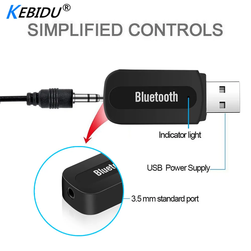 USB адаптер Kebidu Bluetooth стерео аудио для динамика звуковая коробка аудиоприемник Apple