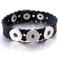 wholesale 23 5cm hollow heart snap bracelets bangles vintage style leather bracelet fit 18mm 20mm snaps jewelry