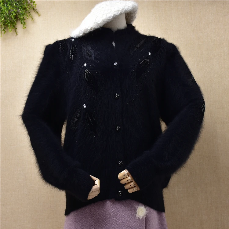 

Женские ботинки с вышивкой в винтажном стиле; Из ангоры, кроличий мех, вязаные бисер свободные кардиганы; Осенне-зимняя куртка, пальто свите...