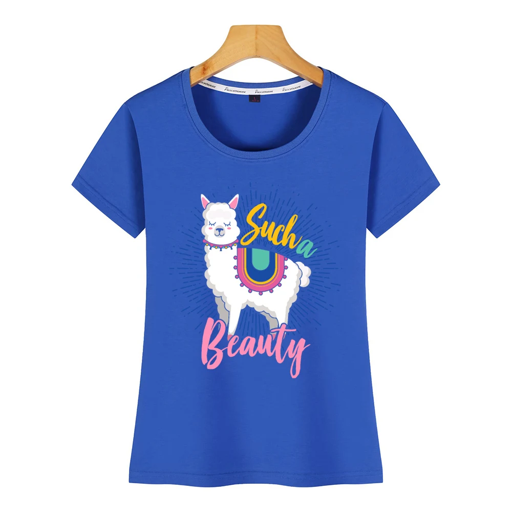 Топы футболка женская лама красота подарок базовый Черный Принт футболка| |
