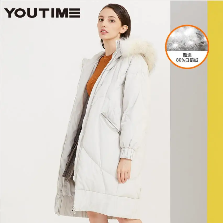 Оптовая продажа большая теплая куртка из гусиного пуха с капюшоном натурального