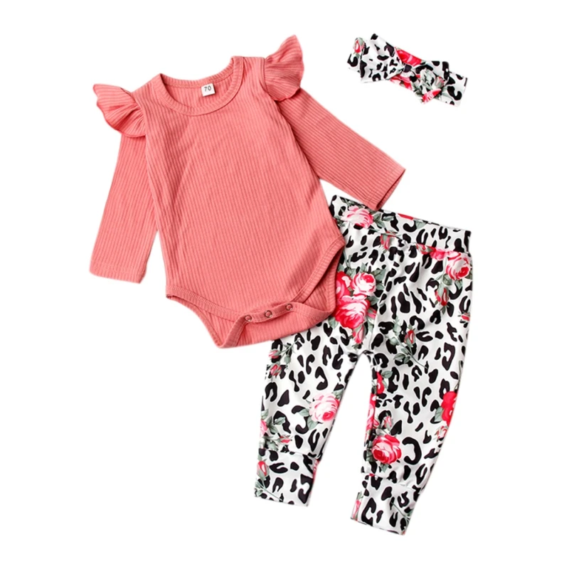 Милые детские комплекты из трех предметов боди с рукавами крылышками штаны