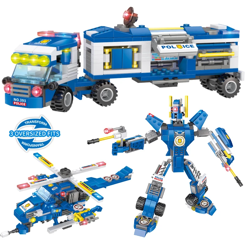 Конструктор городская полиция автомобиль робот спецназ оружие грузовик лодка