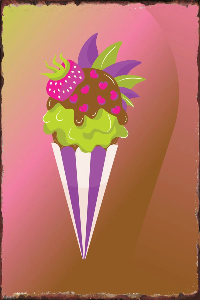 

Flavoured ice cream Vintage Metal Sign Tin Sign Tin Plates Wall Decor Room Decoration Retro For Art Cafe Pub Home Club Man Cave