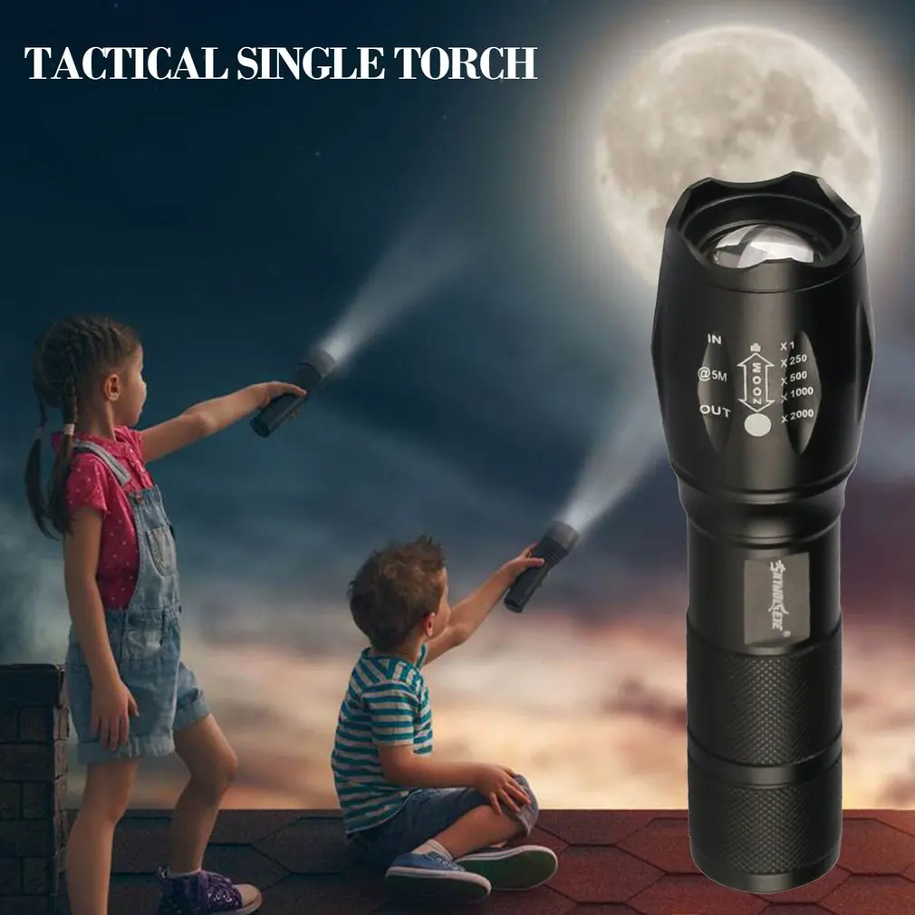T6 LED Tactical Flashlight Torch Zoomable 50000lm 5 Modes for 18650 Telescopic Zoom | Спорт и развлечения