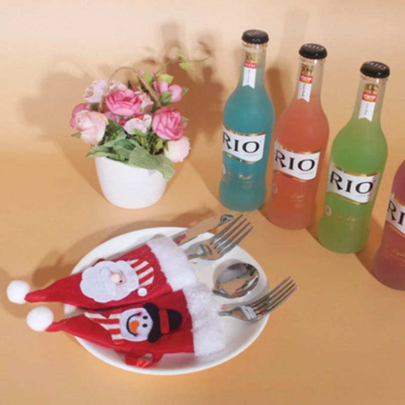 Рождественская шляпа столовые приборы ножи вилка ложка карман Санта Снеговик