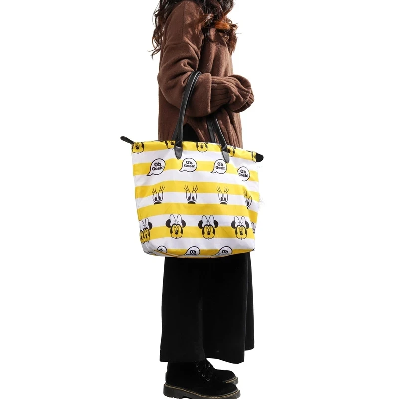

Disney Minnie mickey Cartoon Mummy Bag Canvas Tote Bag Fashionable Large Capacity Storage Girl Practical Portable Shoulder Bags