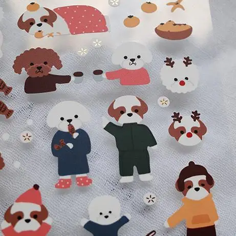 1 шт. Рождественская водостойкая наклейка с милой собакой мультяшный пудель