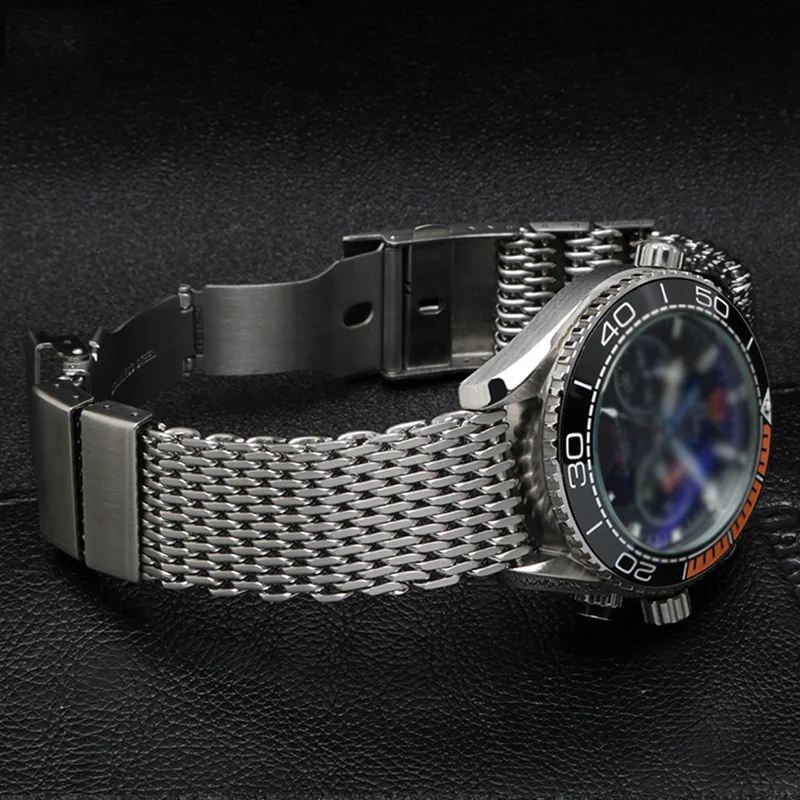 Shark Mesh Stainless Steel watch strap 20mm 22mm 24mm for breitling Iwc Citizen Seiko watches bracelet Thin Milan Watchband