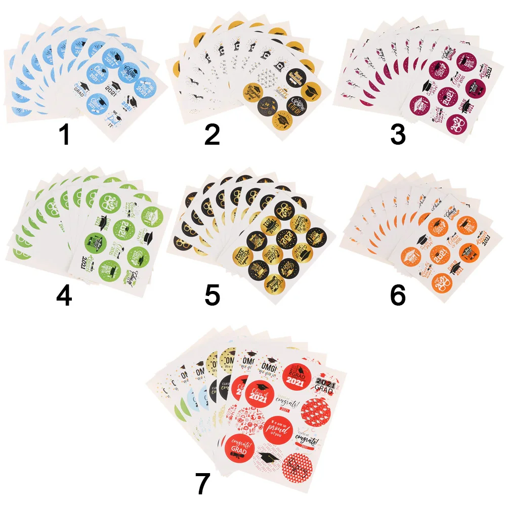

96/120Pcs Graduation Theme Paper Sticker Gift Sealing Gift Boxes Tags Craft Packaging Class of 2021 Graduation Party Labels